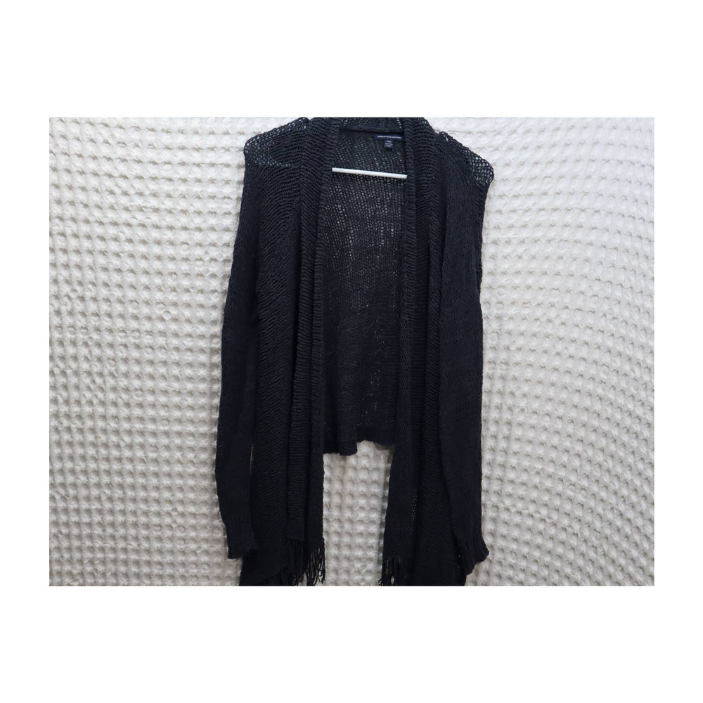 American Eagle size M blue open front fringe sweater